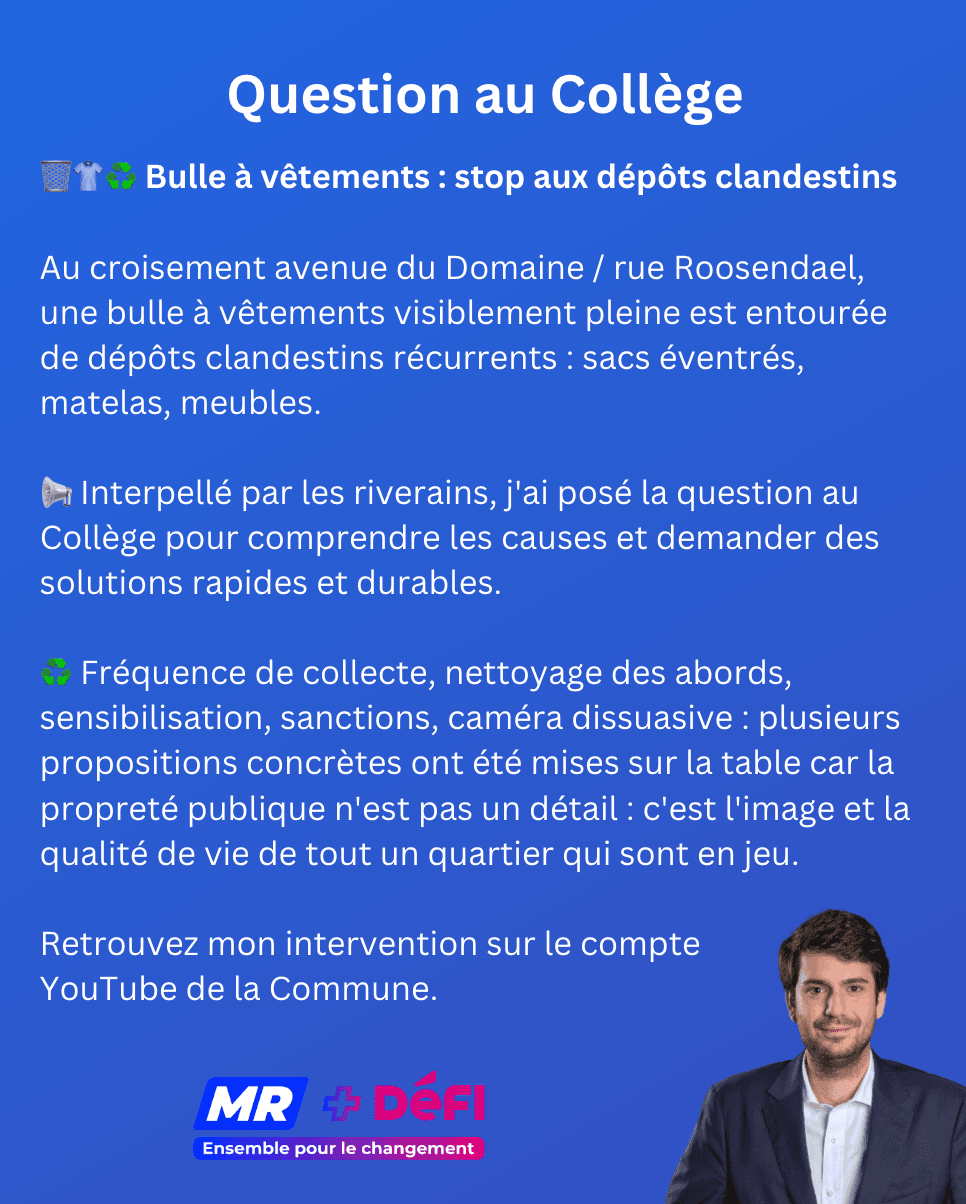 Question to the Municipal Council of September 1st: illegal dumping around clothing collection bins